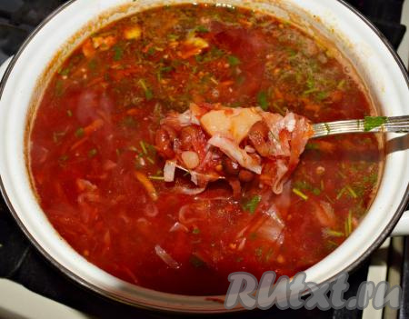 Выключаем наш постный борщ и даем настояться, примерно, 10 минут.