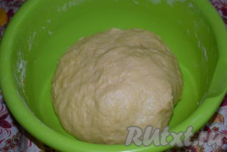 Готовое тесто должно быть мягким, не плотным, не липнущим к рукам. Оставляем тесто в теплом месте без сквозняков&nbsp;для расстойки на 1 час, накрыв полотенцем.