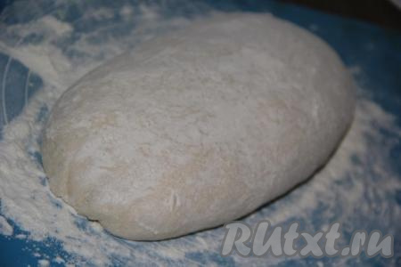 Из теста сформировать овальный (или круглый) хлеб и щедро посыпать его мукой.