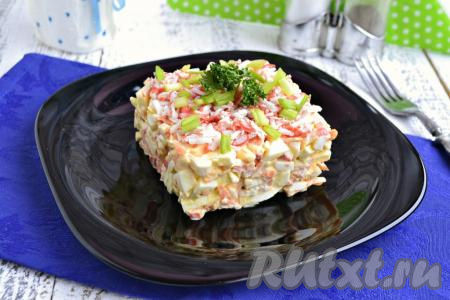 Рецепт салата с крабовыми палочками и плавленным сыром