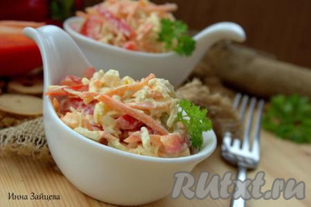 Салат с корейской морковью, курицей и болгарским перцем