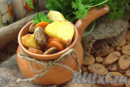 Картошка с шампиньонами в рукаве в духовке