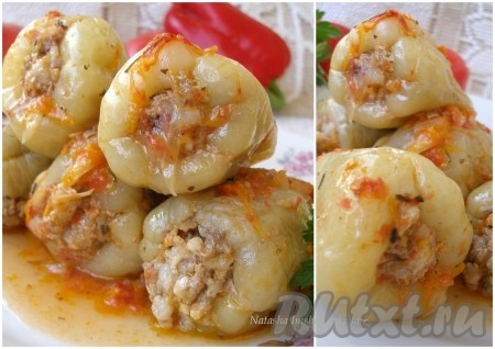 Болгарский перец, фаршированный мясом и рисом, в кастрюле