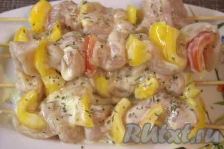 По желанию, посыпать шашлычки сушёными укропом и петрушкой.