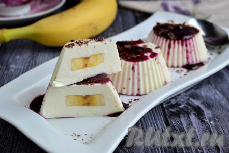 Творожный десерт с бананом и желатином