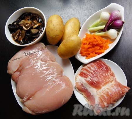 Все необходимое для куриного рулета с грибами.