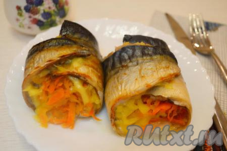 Рулеты из скумбрии с сыром и овощами