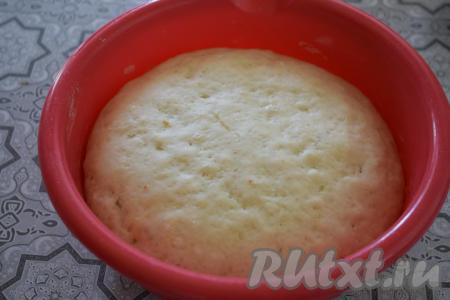 По прошествии 1 часа тесто хорошо подошло и увеличилось в размерах более чем в 2 раза.