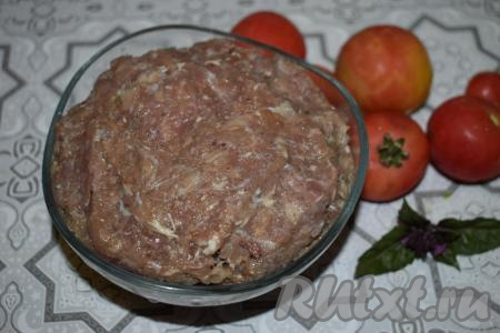 Для приготовления фарша пропустим через мясорубку кусочки мяса и одну очищенную луковицу, посолим и поперчим фарш по вкусу, тщательно перемешаем и дадим постоять минут 10-15.&nbsp;