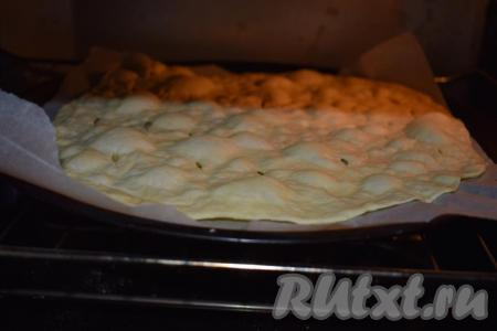 Перекладываем пергамент с коржом на решётку (или противень) и выпекаем в разогретой духовке до золотистого цвета (примерно, 7 минут) при температуре 180 градусов. Время выпечки обязательно корректируйте сами, у всех духовки разные и времени на приготовление&nbsp;коржа может потребуется как больше, так и меньше.