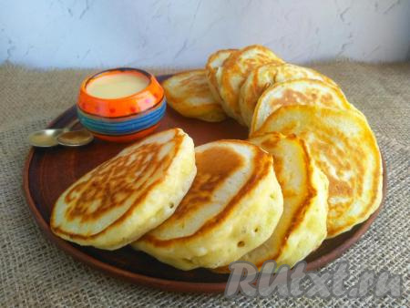 Пышные оладьи на питьевом йогурте