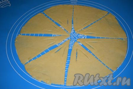 Делим каждый круг на 8 равных сегментов. Для красоты можно сделать надрезы на каждом сегменте (как на фото)