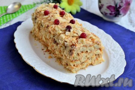 Торт "Полено" из слоёного теста со сгущёнкой и сметаной