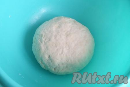 Тесто должно получиться пластичным, податливым, не липнущим к рукам. Миску с тестом затяните пищевой плёнкой и уберите в тёплое место без сквозняков на 1 час 30 минут.