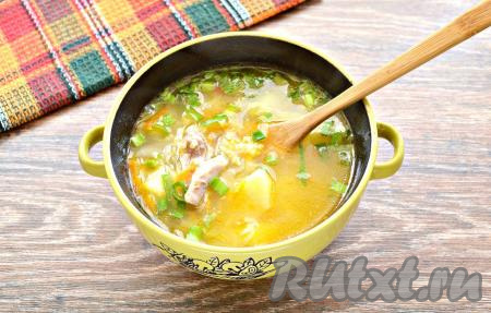 Щи, приготовленные со свежей капустой и пшеном, разлить по тарелкам и посыпать нарезанной зеленью, по желанию, добавить сметану или майонез. Блюдо получается аппетитным, ароматным, сытным и очень вкусным, попробуйте!