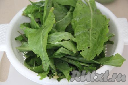 Щавель перебрать, оставляя только листья без повреждений, и хорошо промыть под проточной водой.