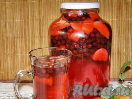 Когда банка остынет, полезный, вкусный и ароматный компот, приготовленный из яблок и черноплодной рябины, можно будет убрать в прохладное тёмное место и хранить до зимы. Я заготовила одну 3-литровую баночку компота.