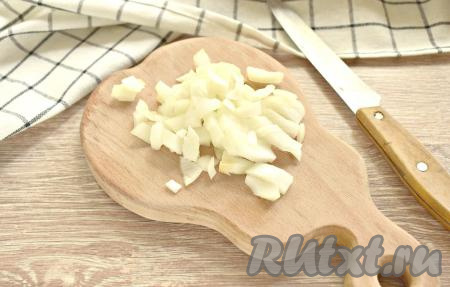 Очищаем лук и нарезаем его достаточно мелко.