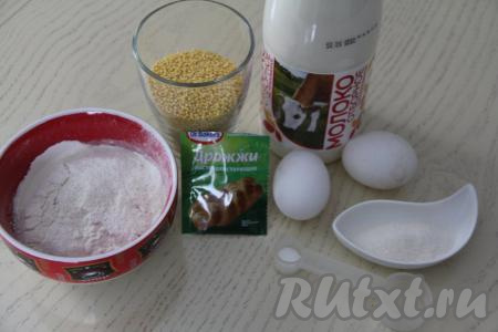 Подготовить продукты для приготовления блинов из пшённой каши на дрожжах.&nbsp;