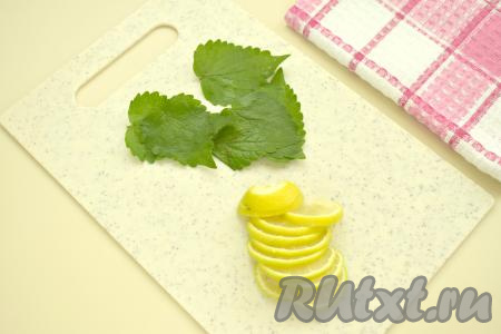 Листики мяты ополаскиваем водой. Лимон (или лайм) тщательно моем, нарезаем на полукружочки, обязательно удаляем все косточки.
