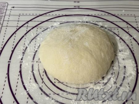 Тесто обмять, выложить на рабочую поверхность, присыпанную мукой.