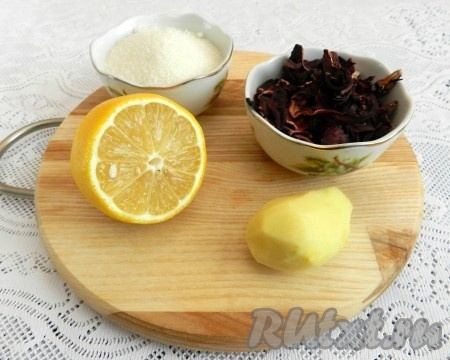 Ингредиенты для приготовления напитка из каркаде.