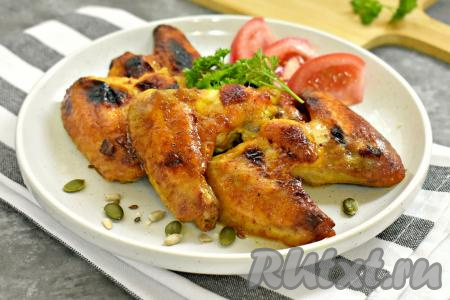 Куриные крылышки в горчично-медовом соусе в духовке