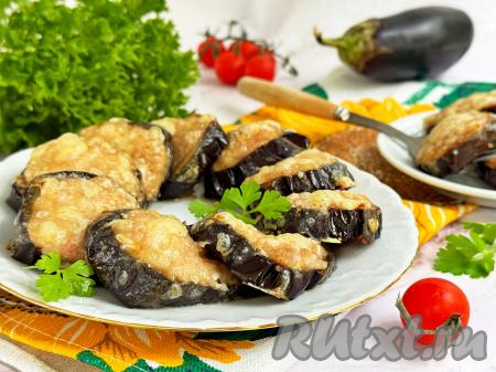 Баклажаны кружочками с фаршем и сыром в духовке