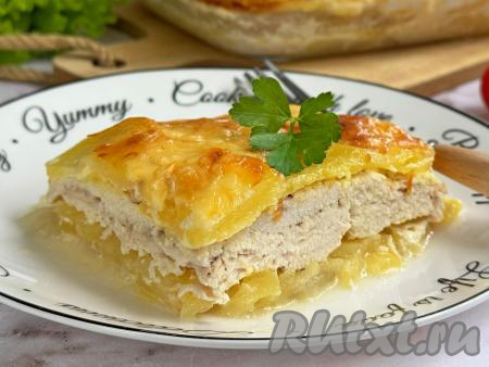 Картошка по-французски с курицей и сыром в духовке