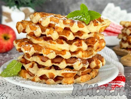 Творожно-яблочные вафли в вафельнице