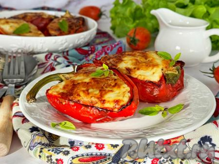 Фаршированные половинки перца в аэрогриле