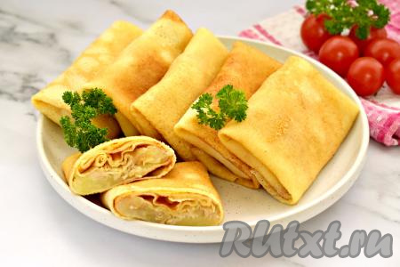 Блины с курицей и картошкой 