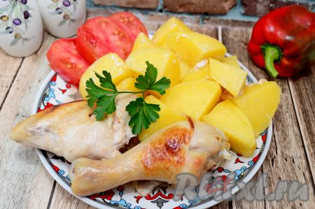 Курица с картошкой в кефире в духовке