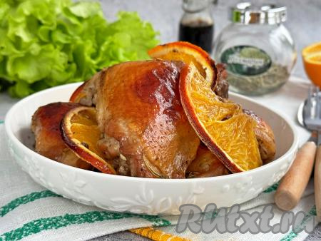 Куриные бёдра в апельсиновом маринаде в духовке