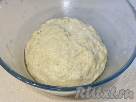 Вот так по прошествии часа у меня округлилось тесто и увеличилось в объёме.