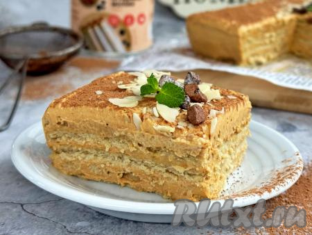 Торт из печенья "Юбилейное" со сгущёнкой и сметаной без выпечки