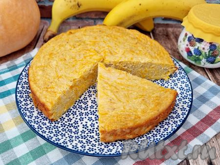 Творожная запеканка с тыквой и бананом