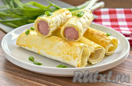 Сосиски в лаваше с сыром в аэрогриле