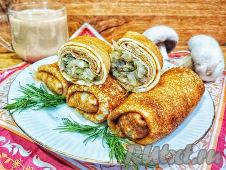Блины с капустой и грибами