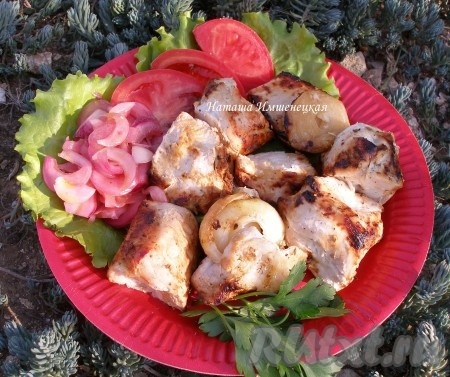 Шашлык из индейки, маринованный в кефире