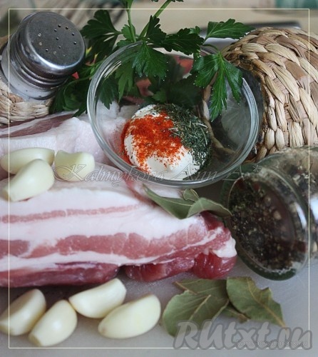 Ингредиенты для приготовления вареного сала