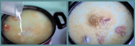 Когда рыбка будет готова, влить сливки и приправить перцем на свой вкус. Выключить плиту и оставить на ней кастрюлю еще на несколько минут.