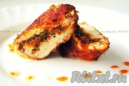 Куриные рулетики с грибной икрой