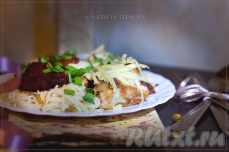 Курица по-пармски и спагетти в томатном соусе