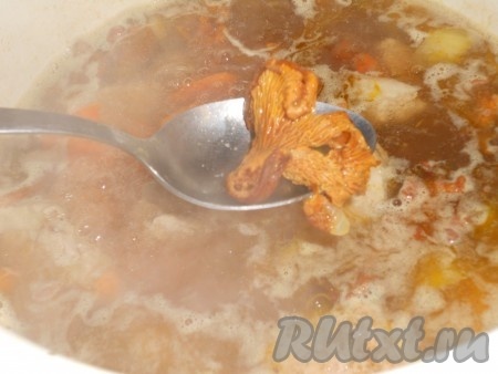 Добавить гречку и поварить 10 минут, посолить по вкусу и добавить очищенный и порезанный кубиками или соломкой картофель. Варить до готовности.