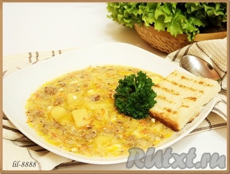 Cырный суп с мясом