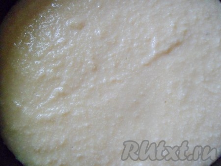 Берем разъемную форму, половину бисквита укладываем на дно и пропитываем любым сиропом. Заливаем бисквит шоколадным кремом.
