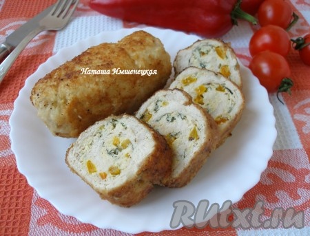 Как приготовить куриные рулетики с омлетом и болгарским перцем