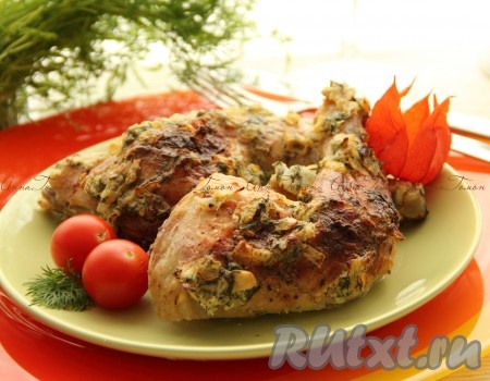 Цыпленок «Бабочка» в сливочном соусе с укропом