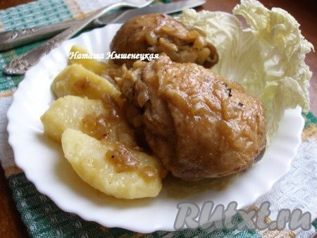 Жареная курица с луком